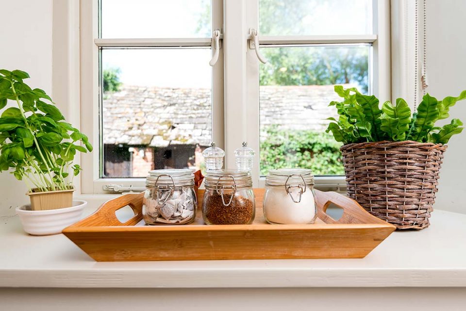 Windowsill in the kitchen of the cottage