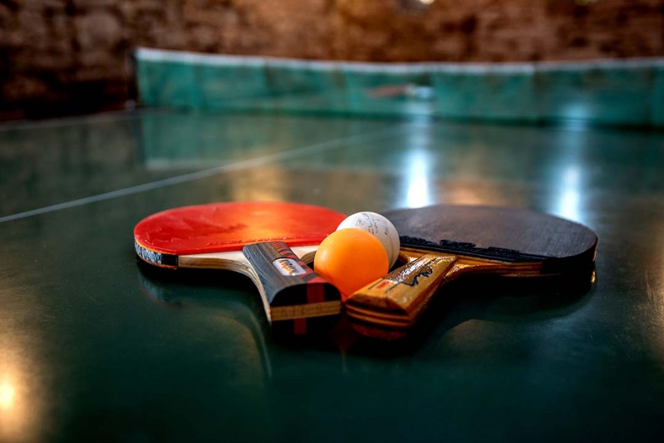 Bring your trainers and fleece and enjoy a game of table tennis in this rustic room