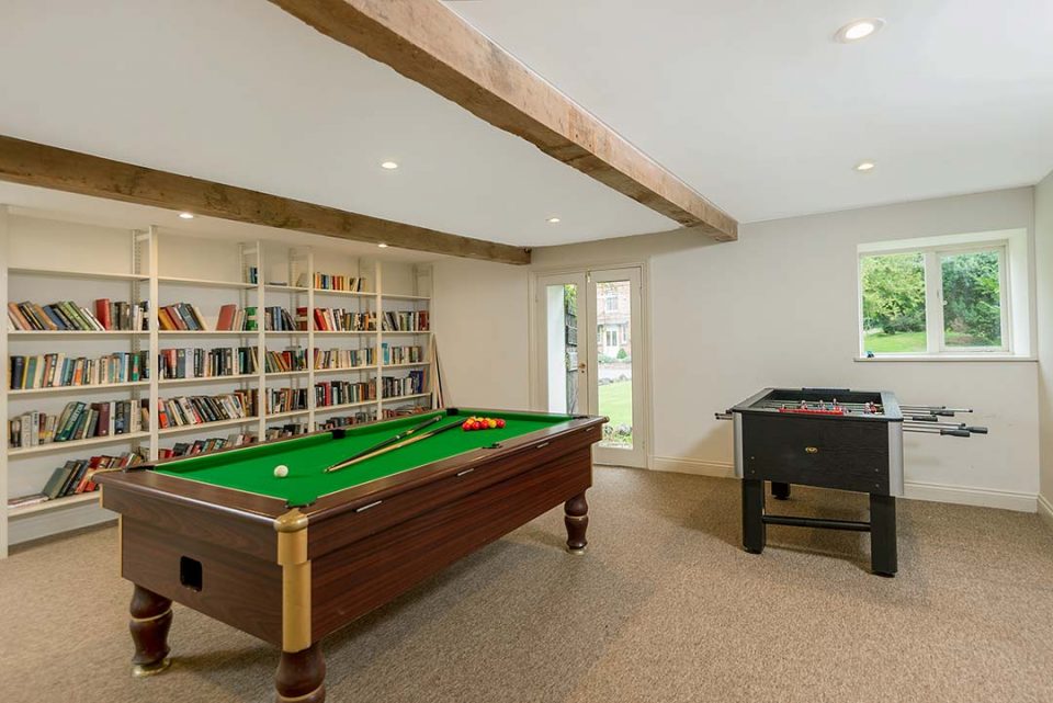 Pub sized pool table in the games room which is located in the outbuildings