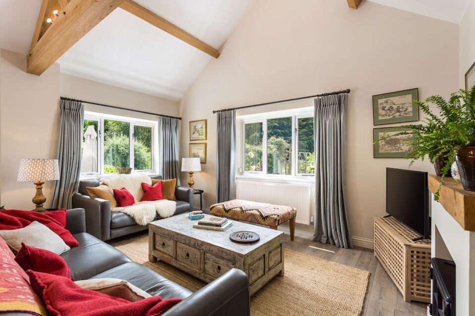 The Cider Mill is a spacious holiday cottage with three bedrooms. It has a large open plan kitchen, dining and living area with French doors leading to the patio | Monnington House and Cottages, Herefordshire
