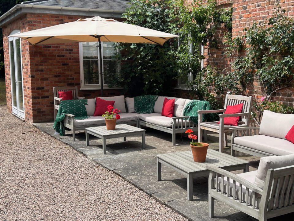 Outdoor seating at Monnington House