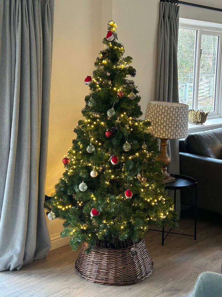 Christmas tree at The Cider Mill: Airbnb Hay on Wye Herefordshire - Sleeps 2-6, Dog Friendly